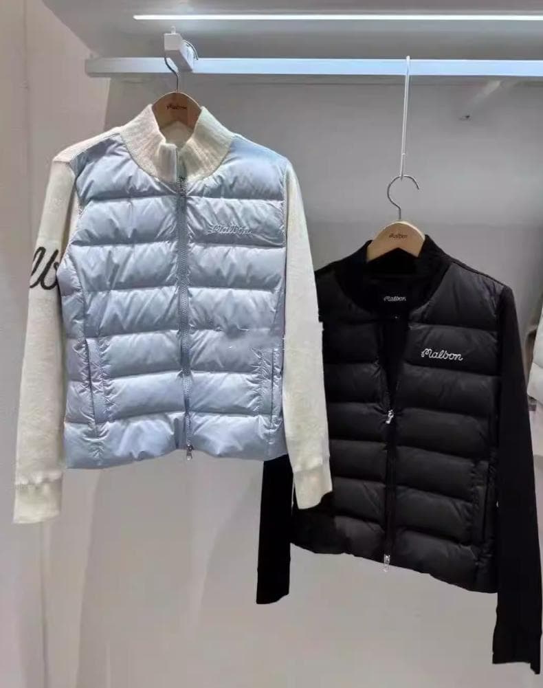 Malbon ゴルフ レディース ダウン ニット ジップアップ 冬モデル