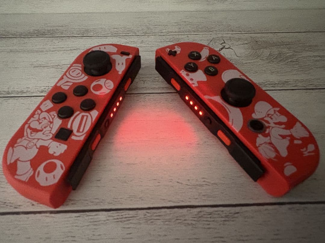 35任天堂純正品【ledカスタム& マリオ】Nintendo ジョイコン 美品
