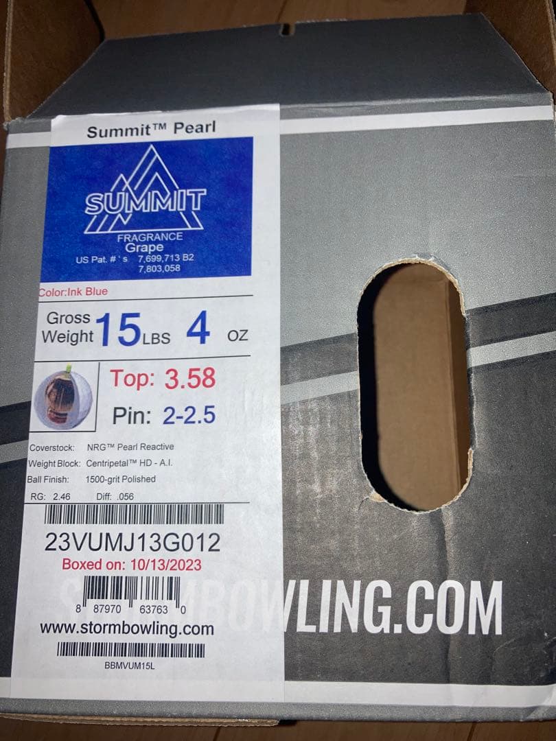 ボウリング　ボール　新品　ストーム　サミットパール　15ポンド