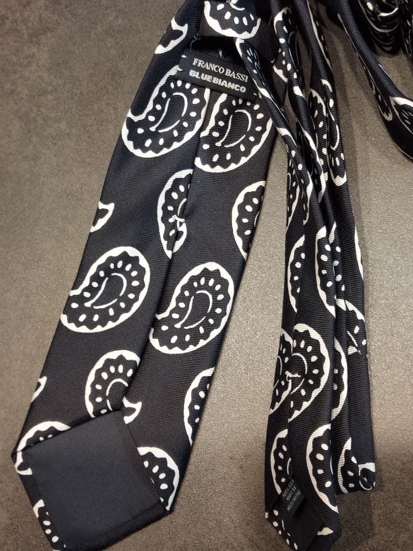 FRANCO BASSI フランコバッシ ネイビー ペイズリー ネクタイ