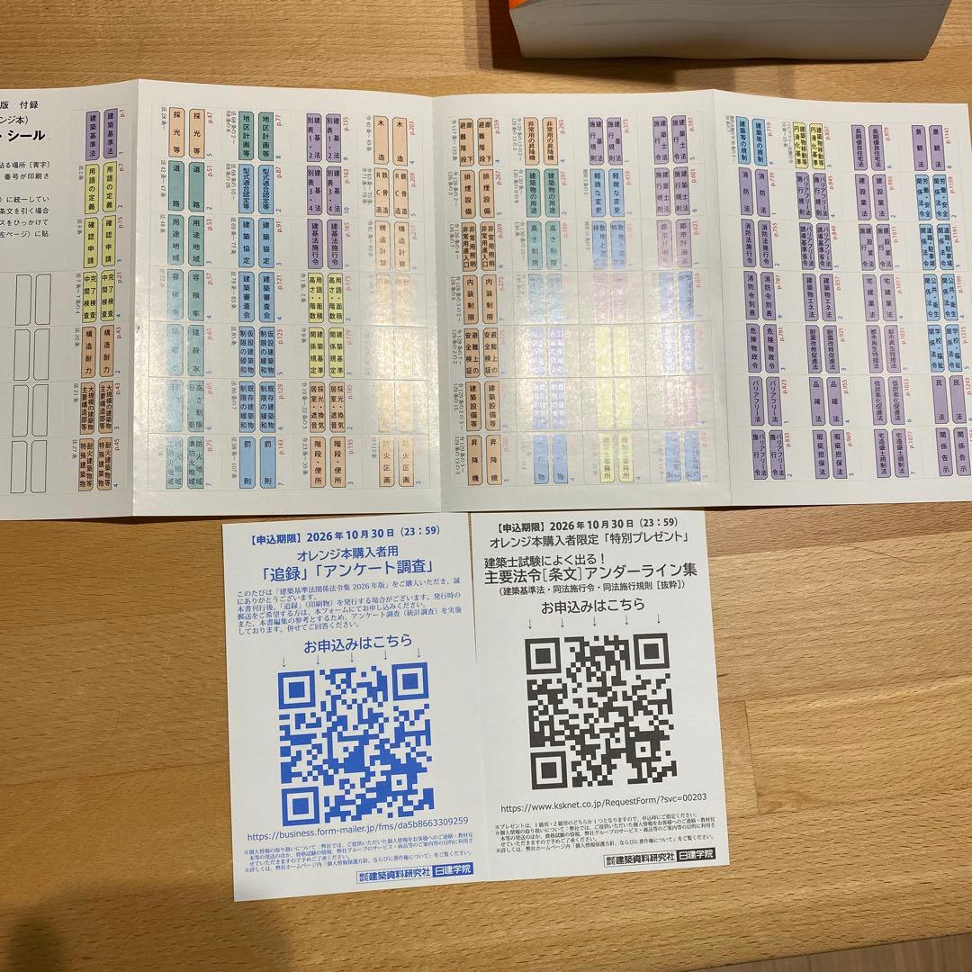 【1/5まで値下げ中】2026年度 一級建築士 日建学院　法令集 線引き済み