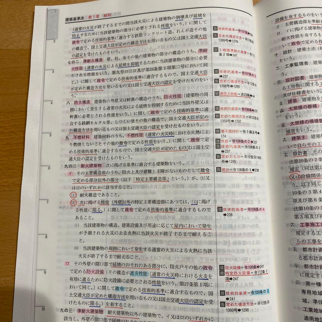 【1/5まで値下げ中】2026年度 一級建築士 日建学院　法令集 線引き済み