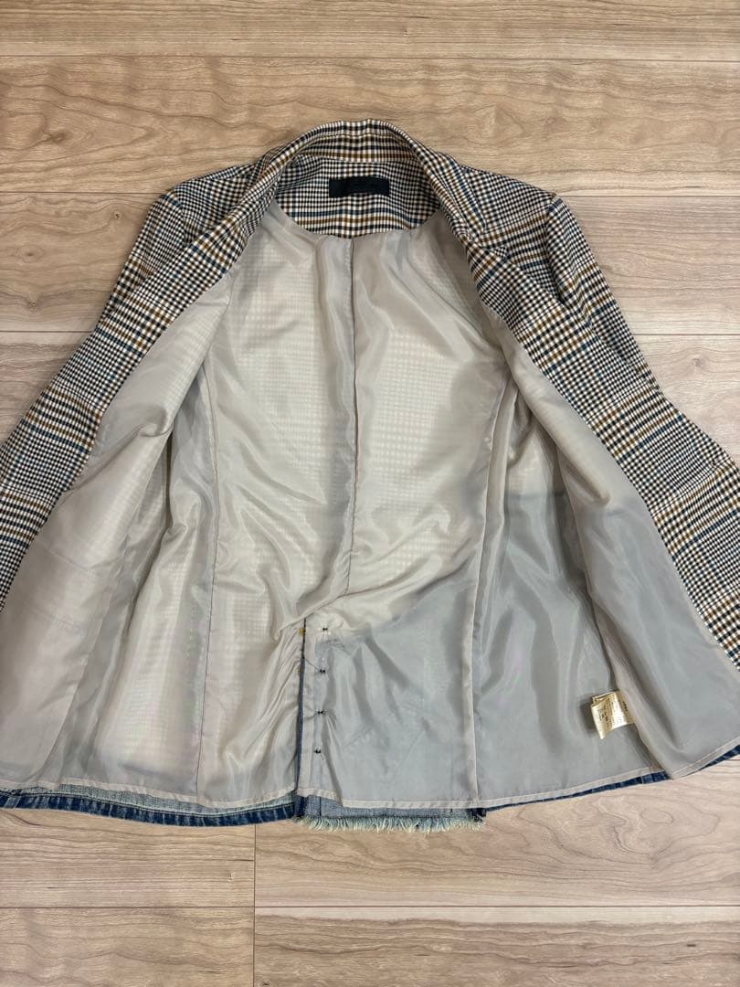 MICALLE MICALLE デニムｘグレンチェック柄リメイク風ジャケット