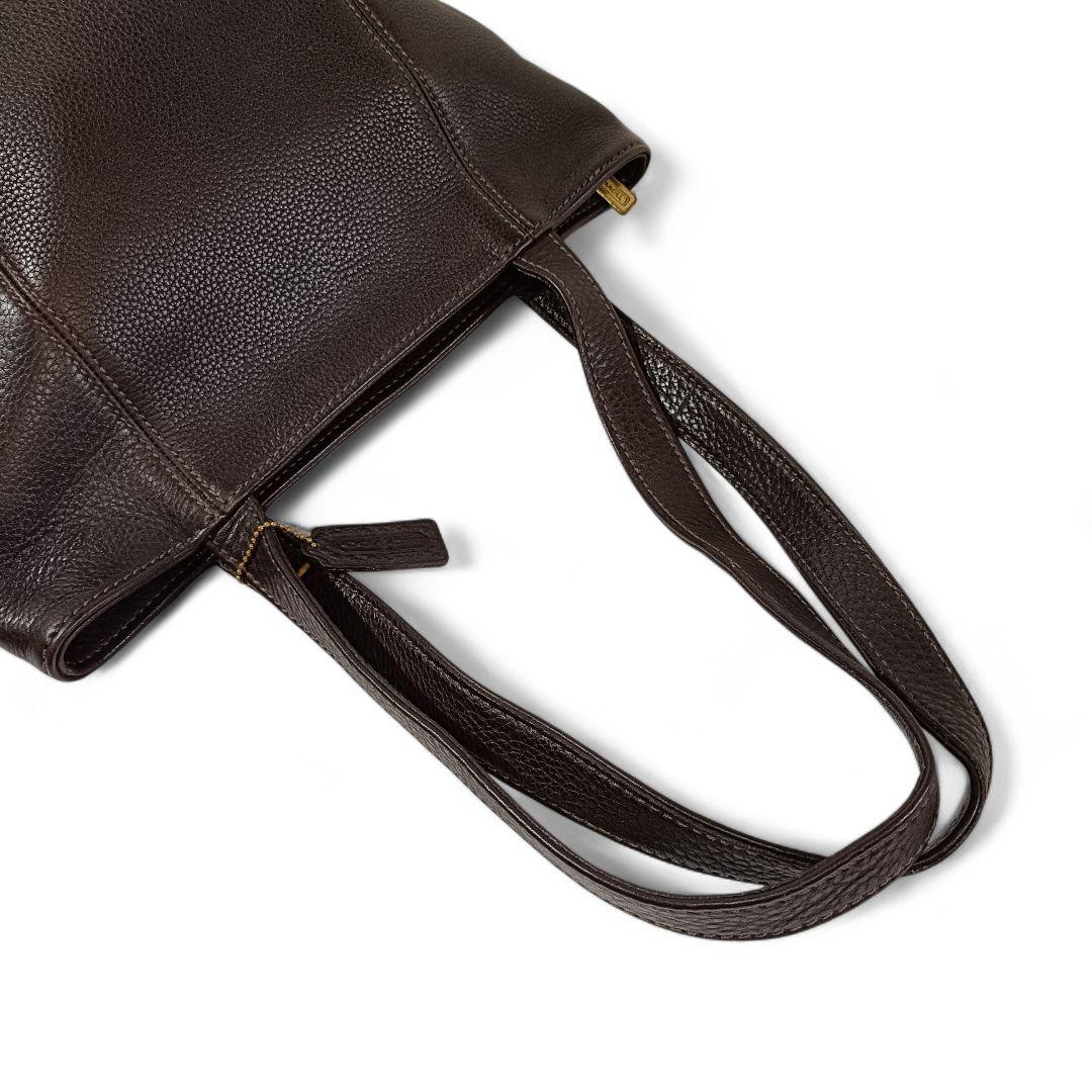 美品 正規品 コーチ トートバッグ レザー 革 肩掛け ダークブラウン 鞄