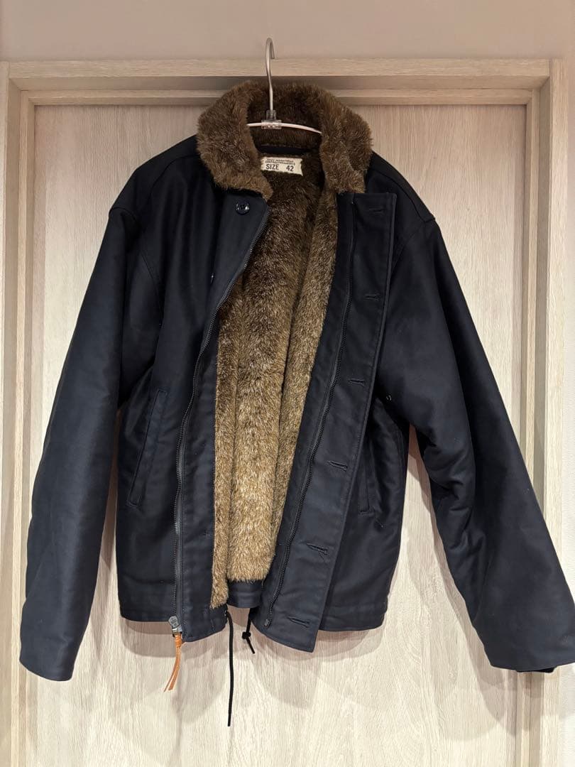 ★美品★HOUSTON N-1 デッキジャケット U.S.N ミリタリー 紺