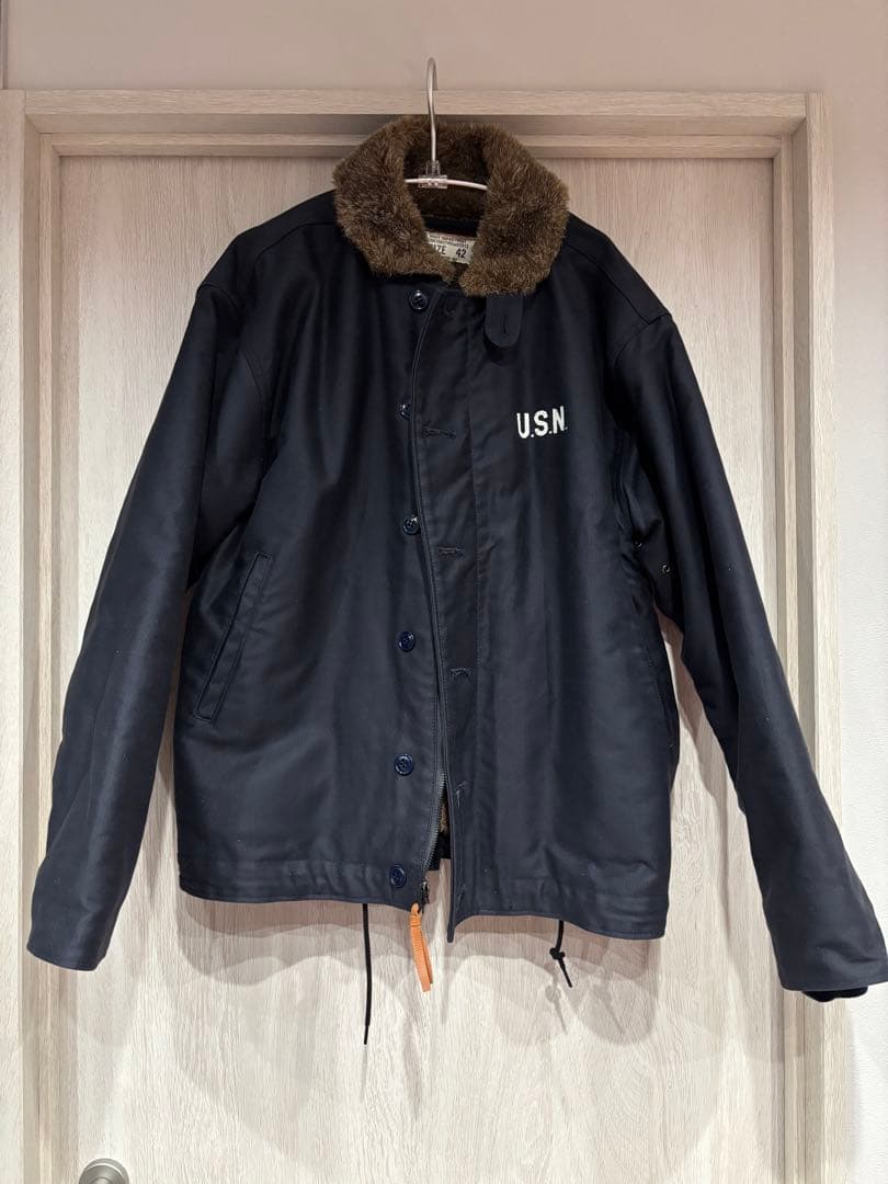 ★美品★HOUSTON N-1 デッキジャケット U.S.N ミリタリー 紺