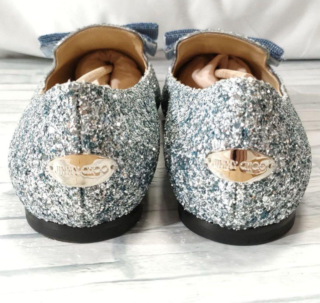JIMMY CHOO フラットシューズ シルバーグリッター