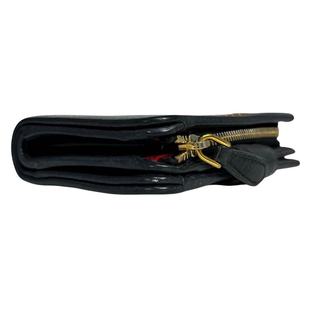 レア✨プラダ 二つ折り財布 ヴィッテログレイン ロゴ金具 バイカラー 黒 赤