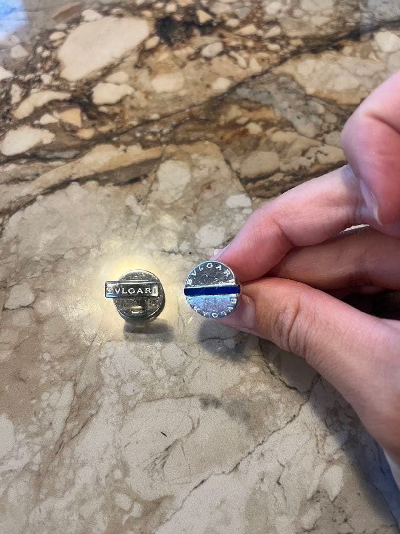 BVLGARI シルバー/ブルー カフリンクス