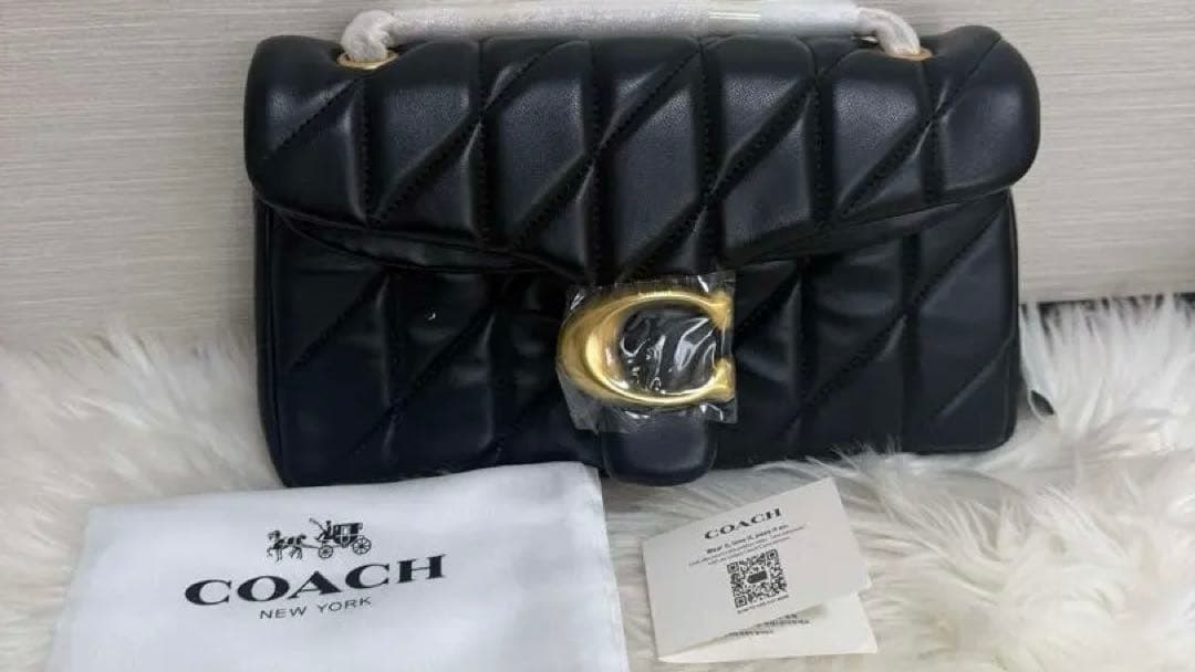 COACH ブラックレザー ショルダーバッグ26cm