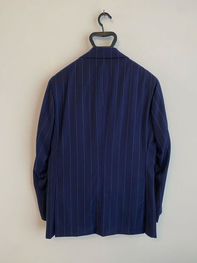 【美品】Brilla ダブルブレスト スーツ ネイビー　ストライプ　48