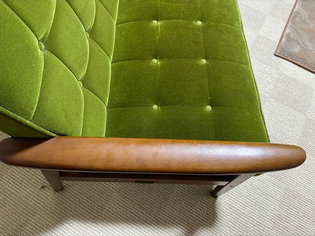 カリモク60 Kチェア モケットグリーン 2シーター