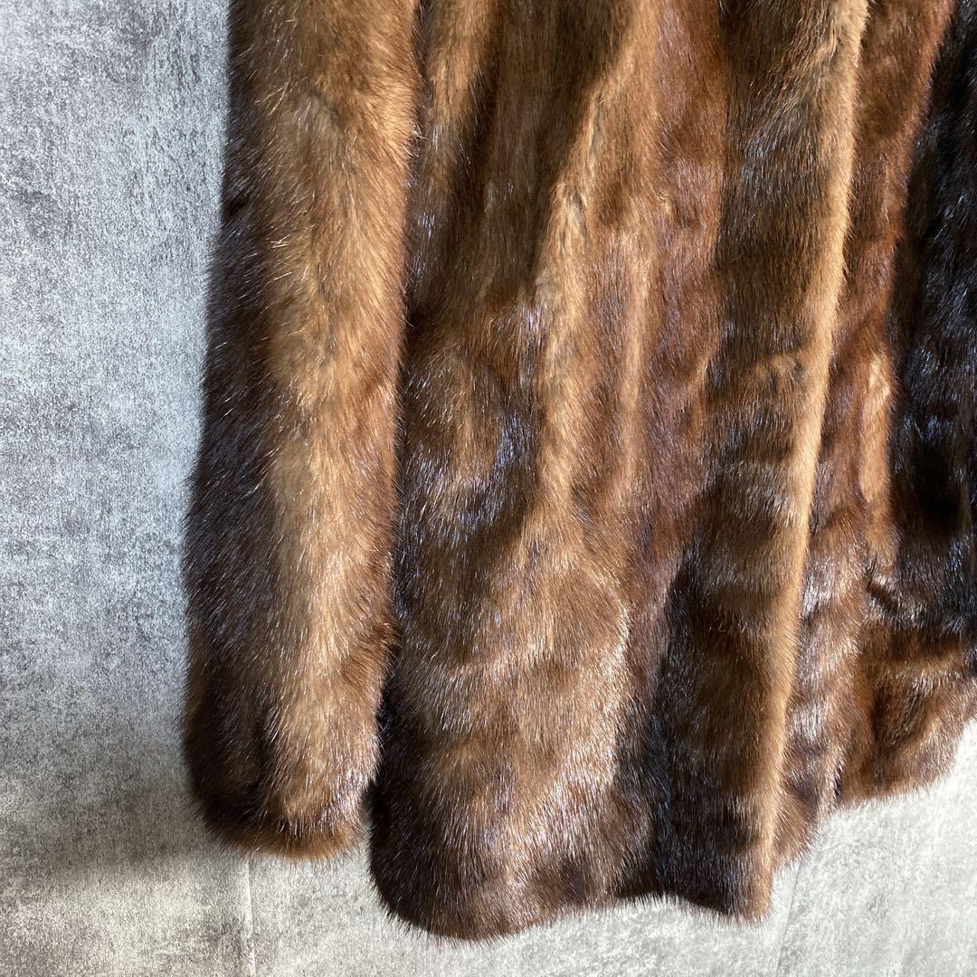 極上リアルファーコート ミンク調 美艶ブラウン 大人エレガント 高級アウター