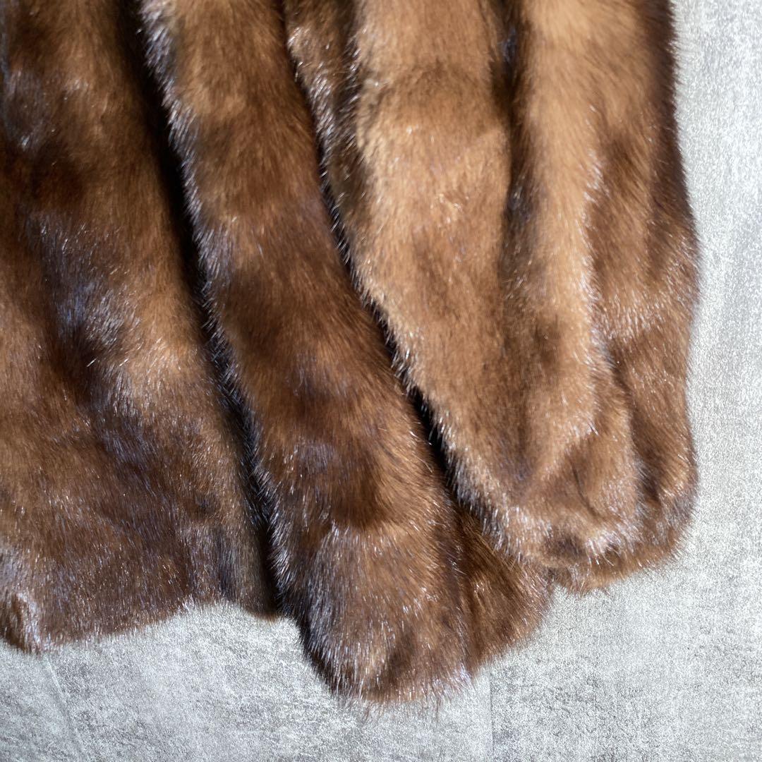 極上リアルファーコート ミンク調 美艶ブラウン 大人エレガント 高級アウター