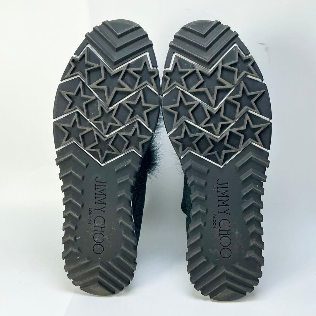 JIMMY CHOO　Norway　ファーポンポン付きニットスニーカー