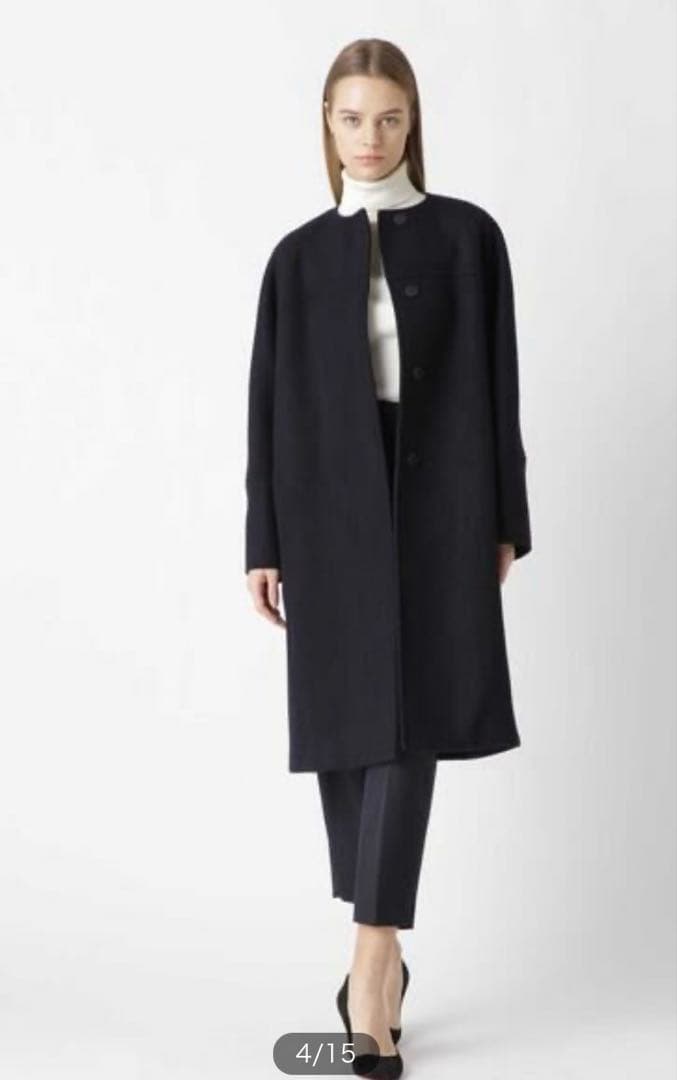 t*o様 アドーア　定価95700円　エアメルトンノーカラーコート38 黒