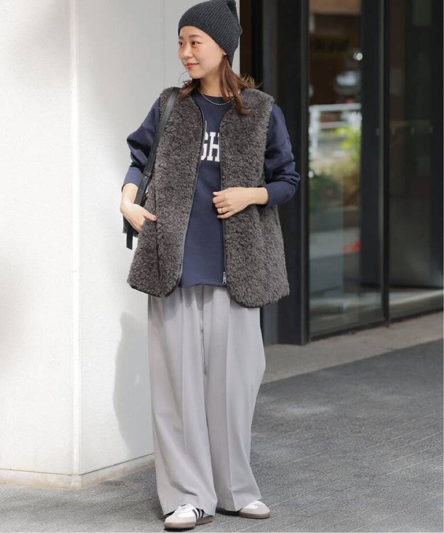 ジャーナルスタンダードレリューム　シープフェイクファージップベスト　グレー