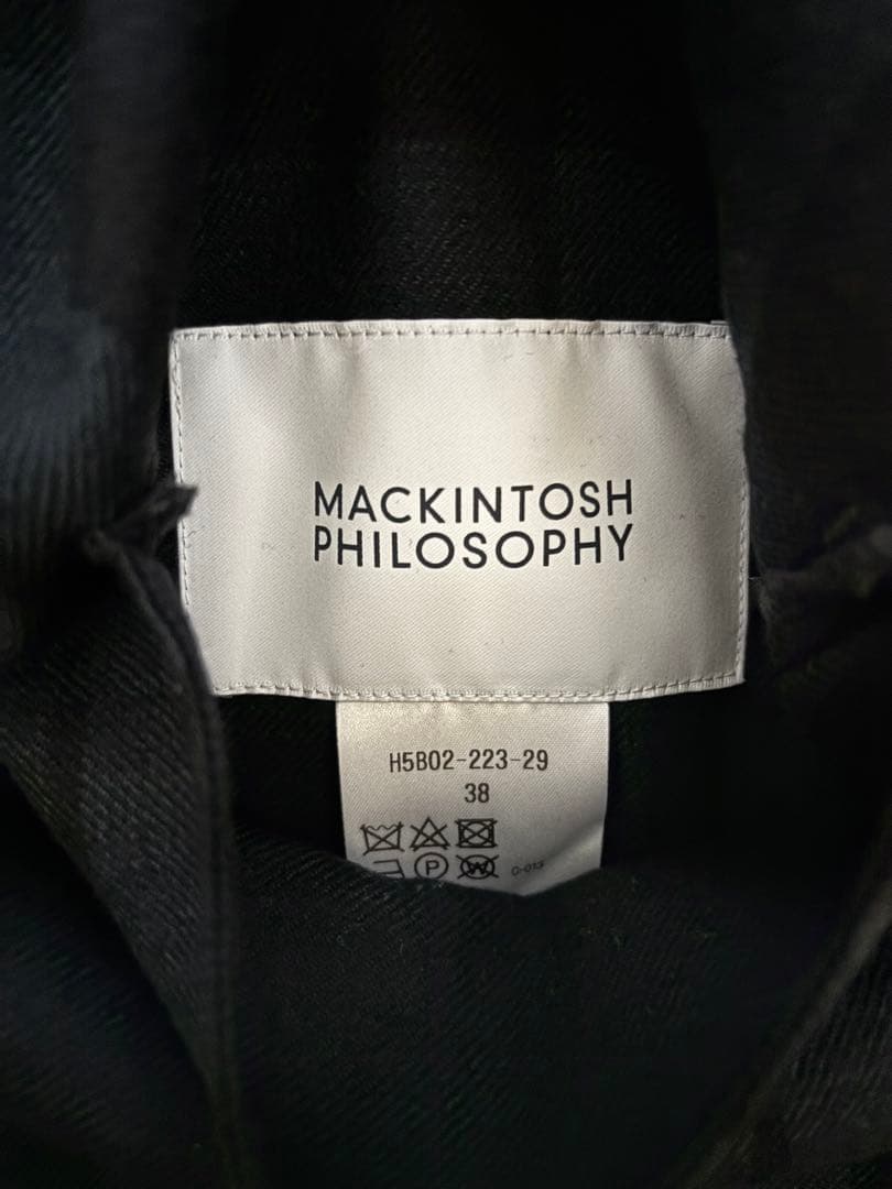 マッキントッシュフィロソフィー　紺　チェック柄 ロングコート　リバーシブル