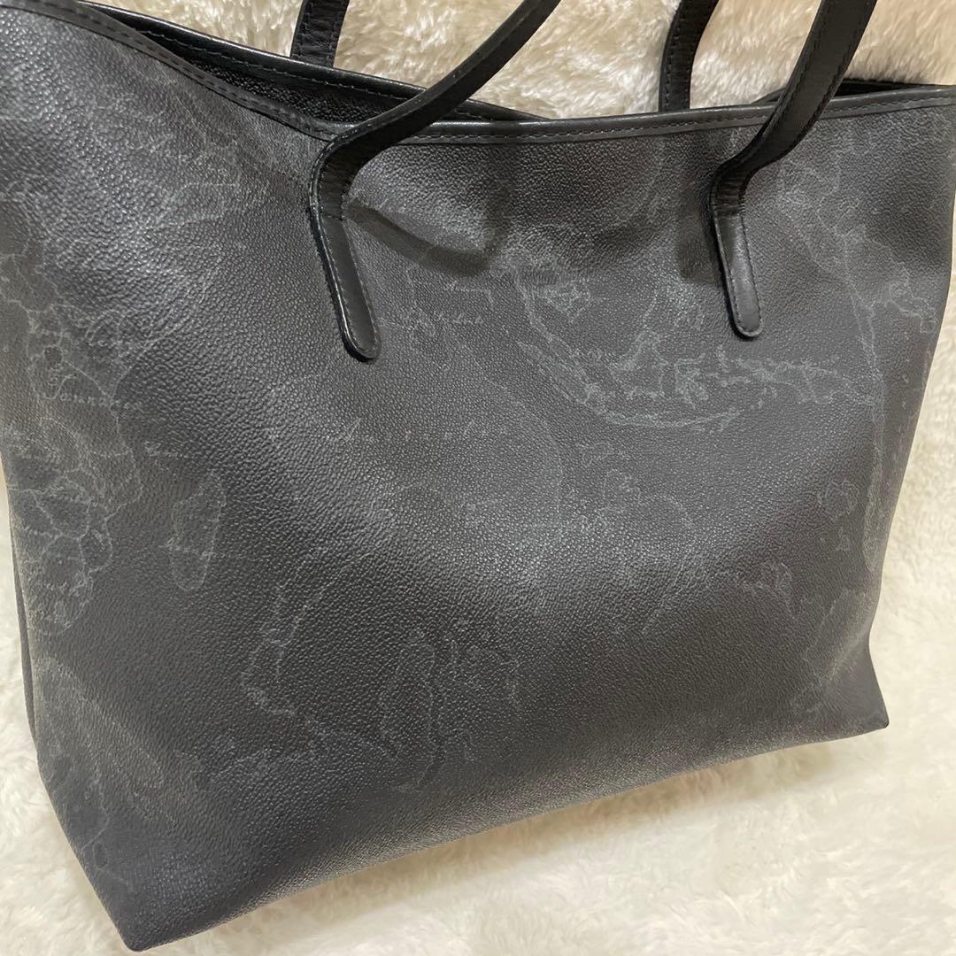 希少プリマクラッセ トートバッグ ブラック チャーム付き　世界地図柄