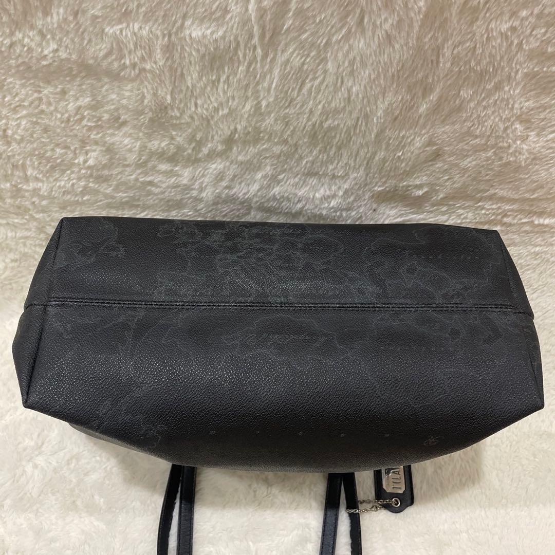 希少プリマクラッセ トートバッグ ブラック チャーム付き　世界地図柄