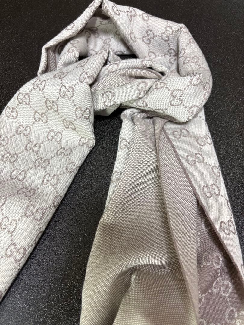 《最終値下げ》GUCCI マフラー GGパターン ホワイト×グレー 《正規品》