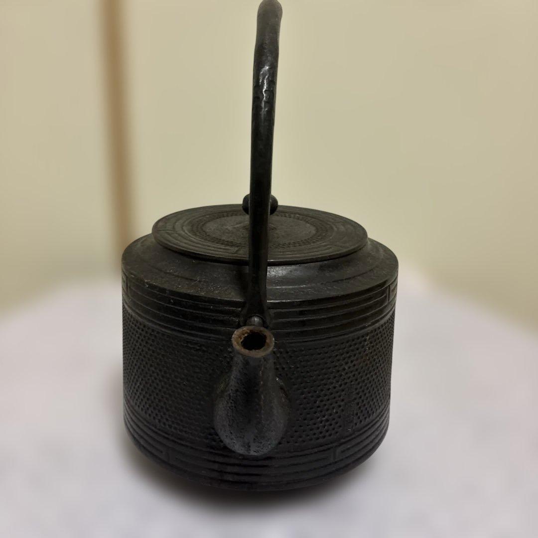 南部鉄器耕分堂鋳鉄製 大鉄瓶 3Lアラレ模様