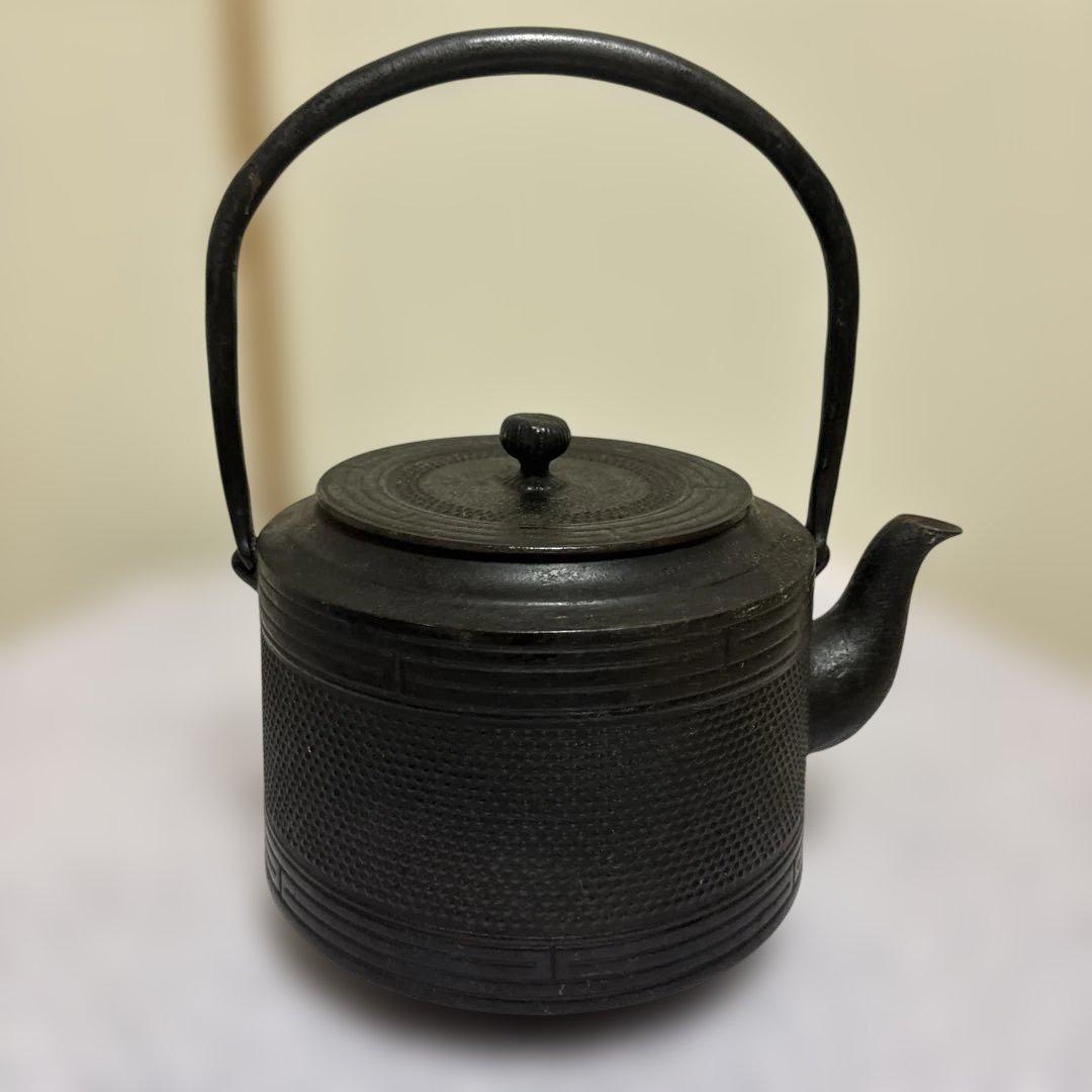 南部鉄器耕分堂鋳鉄製 大鉄瓶 3Lアラレ模様