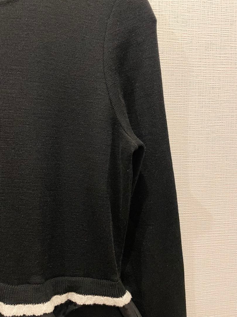 極美品　ジョリーミニョン　袖口パールメモリータフタドッキングワンピース　ブラック