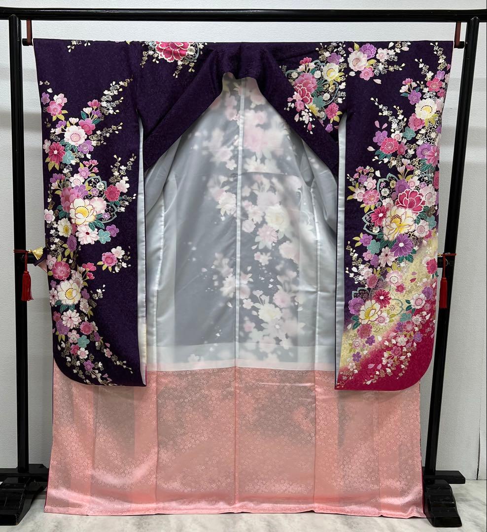 振り袖　フルセット　別誂長襦袢　成人式　金彩加工　刺繍入り　銀通し　758