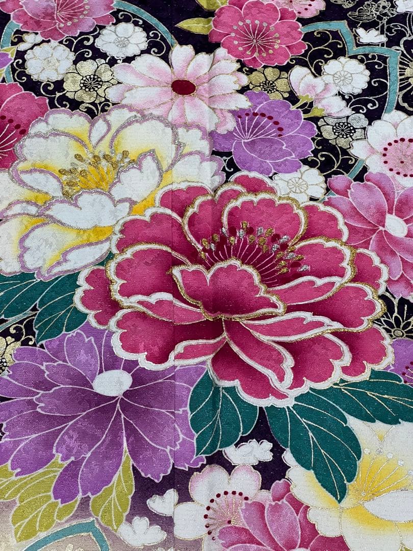 振り袖　フルセット　別誂長襦袢　成人式　金彩加工　刺繍入り　銀通し　758