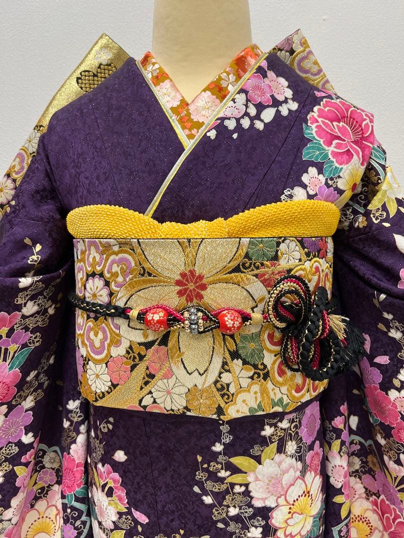 振り袖　フルセット　別誂長襦袢　成人式　金彩加工　刺繍入り　銀通し　758