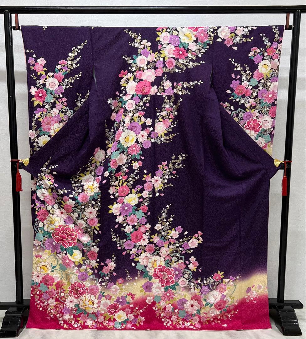 振り袖　フルセット　別誂長襦袢　成人式　金彩加工　刺繍入り　銀通し　758