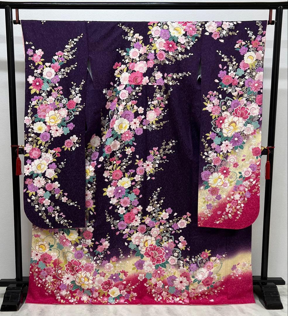 振り袖　フルセット　別誂長襦袢　成人式　金彩加工　刺繍入り　銀通し　758