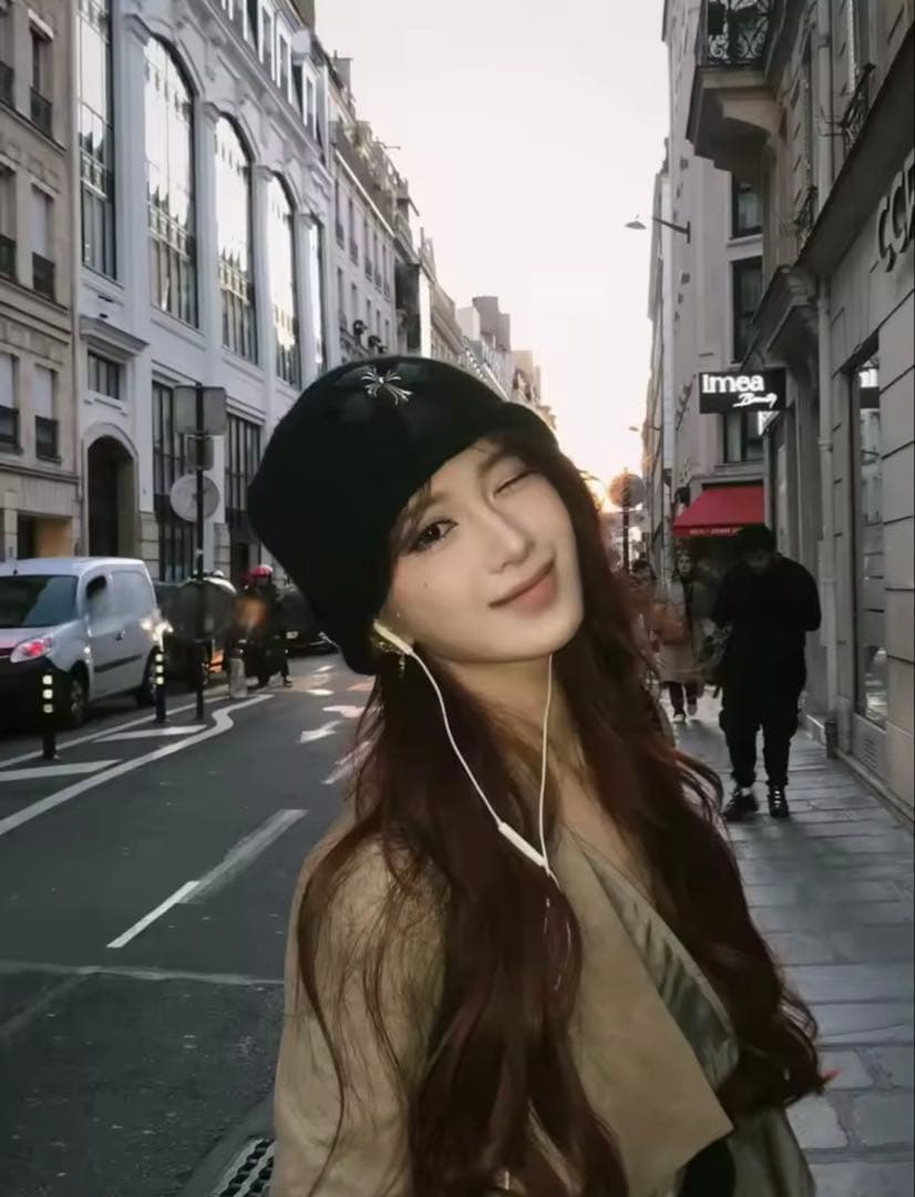 【即購入OK‼️】ニット帽 ビーニー クロス ニットCH柄刺繍 男女兼用　Y2K