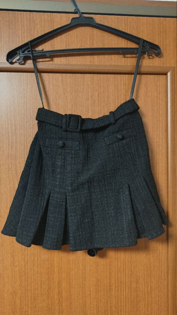 スエードリボン×チェックツイードベルトデザインセットアップドレスfm3734