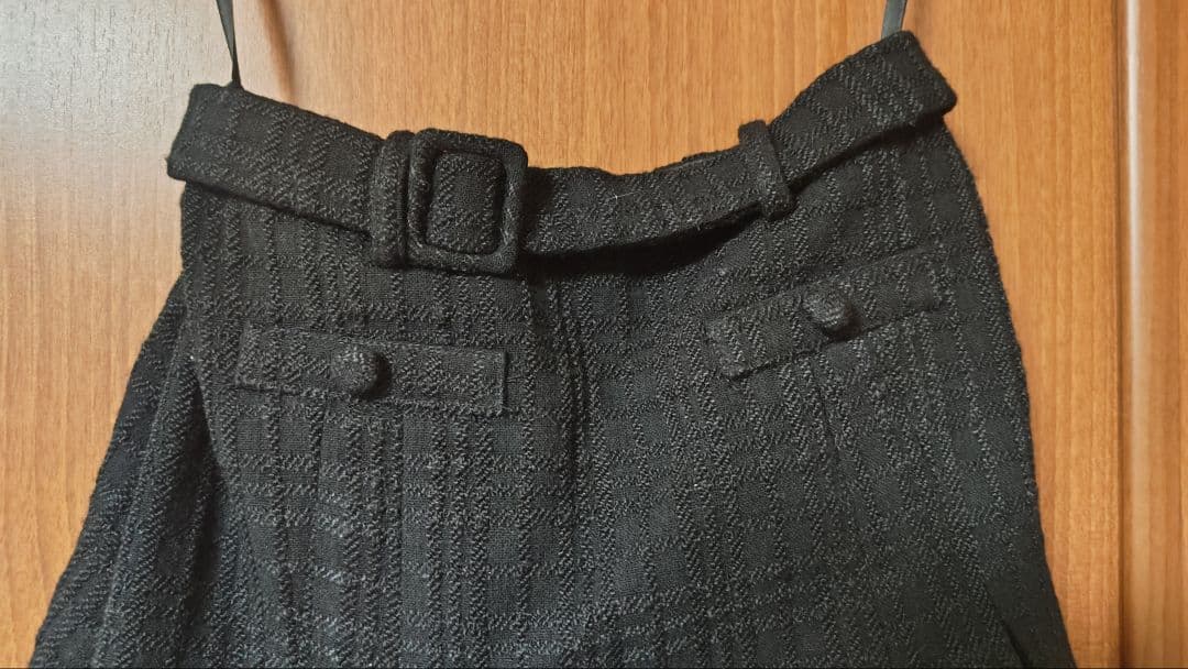 スエードリボン×チェックツイードベルトデザインセットアップドレスfm3734