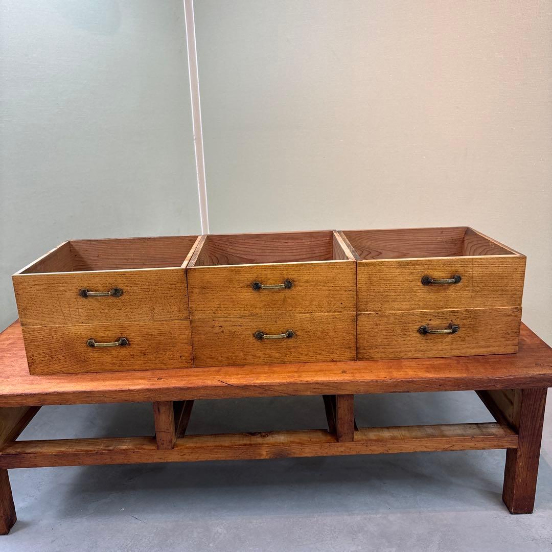 ローテーブル 無垢材 ヴィンテージ×和モダン　レトロ　両面引き出し　昭和