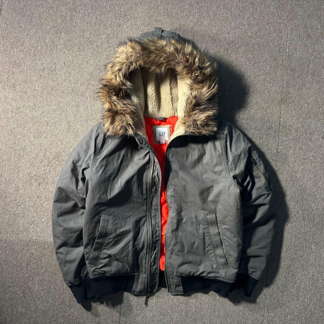 OLD GAP 短丈 ファー ミリタリー ジャケット フード N2B