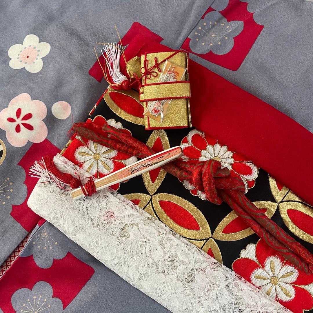 七五三　7歳　お着物セット　　つまみ細工の髪飾りセット