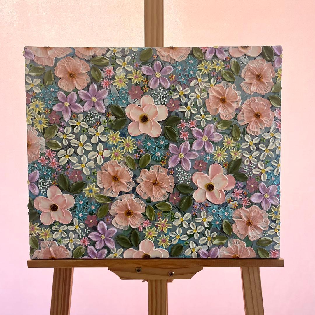 テクスチャーアート ボタニカル 絵画 壁掛けアートアートパネル 花 フラワー