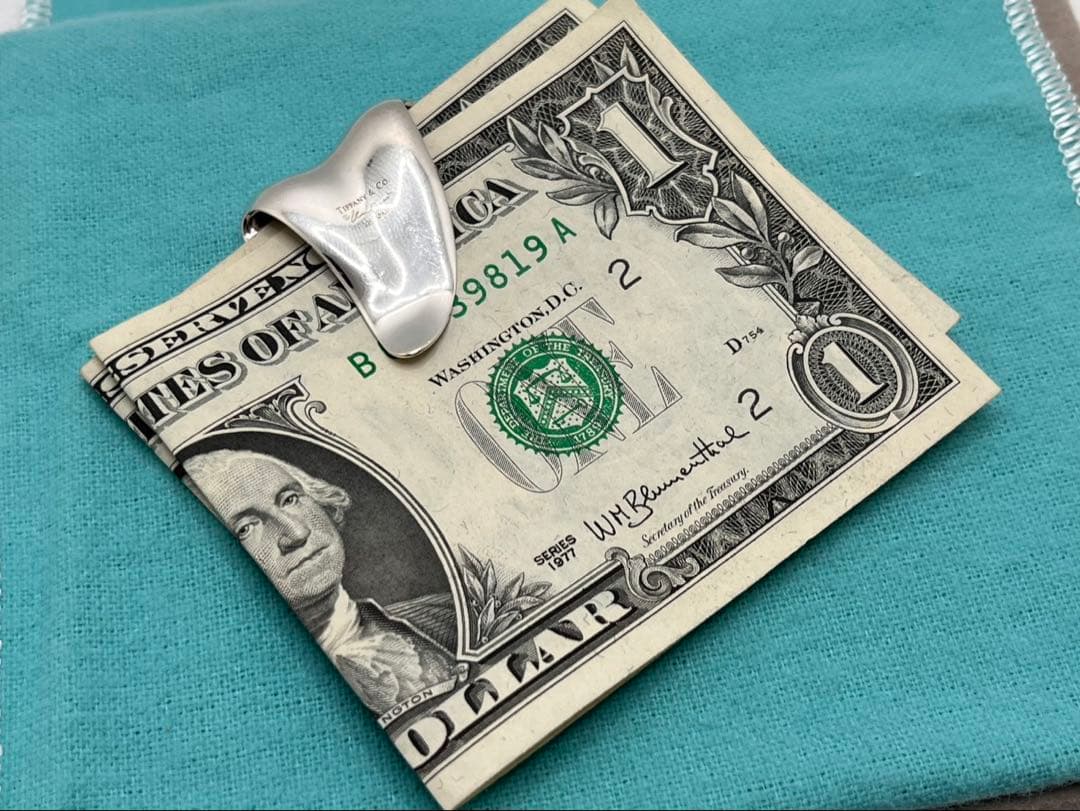 h160 美品　希少　ティファニー　フルハート　マネークリップ　シルバー　925