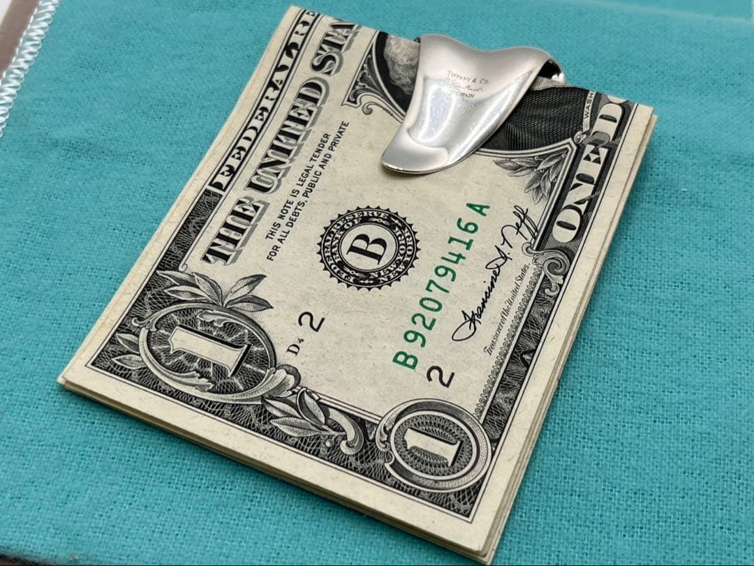 h160 美品　希少　ティファニー　フルハート　マネークリップ　シルバー　925