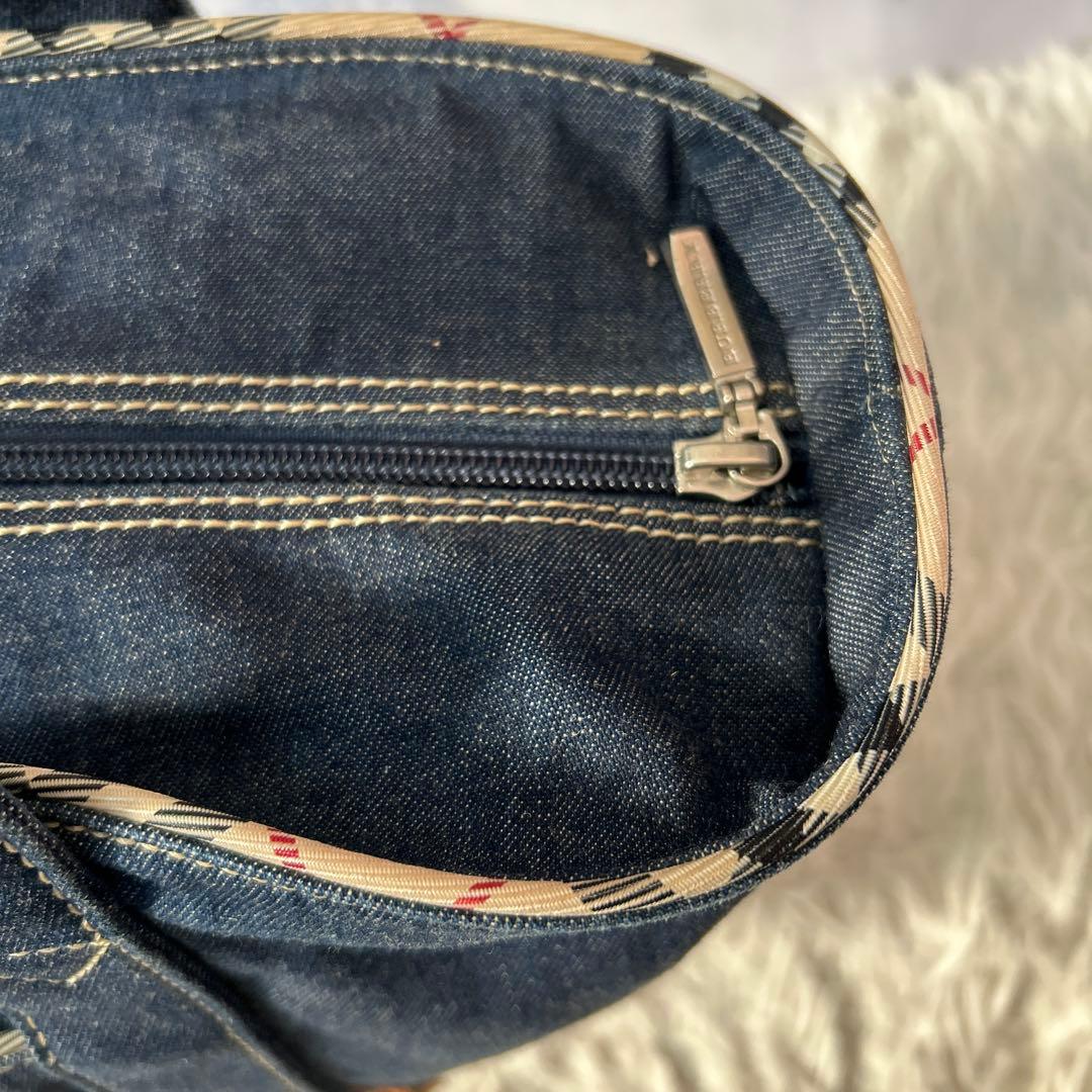 【バーバリーロンドン】　デニムトートバッグ　インディゴ　ノバチェック