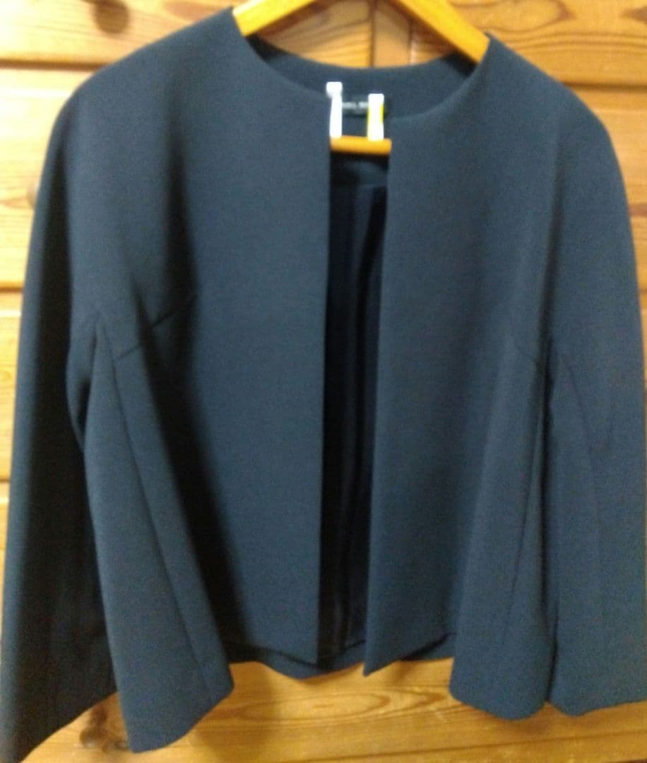 トラバイユ マニュアル ダブルクロス ノーカラー ジャケット　ネイビー