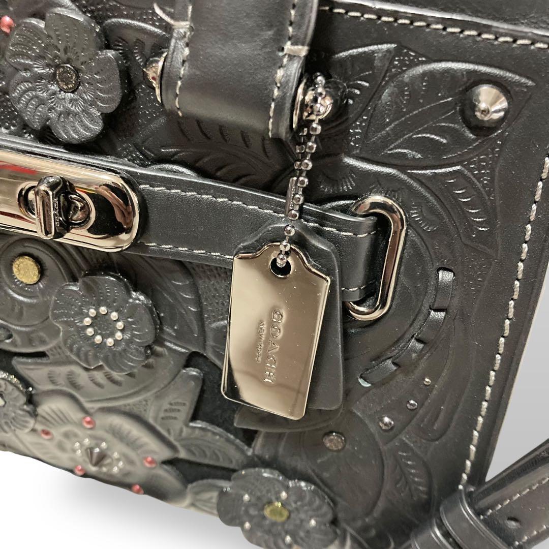 【外観美品】コーチ スワッガー ティーローズ 2wayショルダーバッグ フラワー