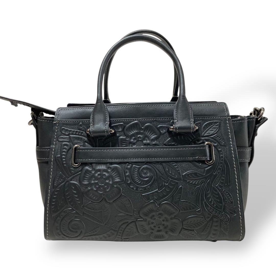 【外観美品】コーチ スワッガー ティーローズ 2wayショルダーバッグ フラワー