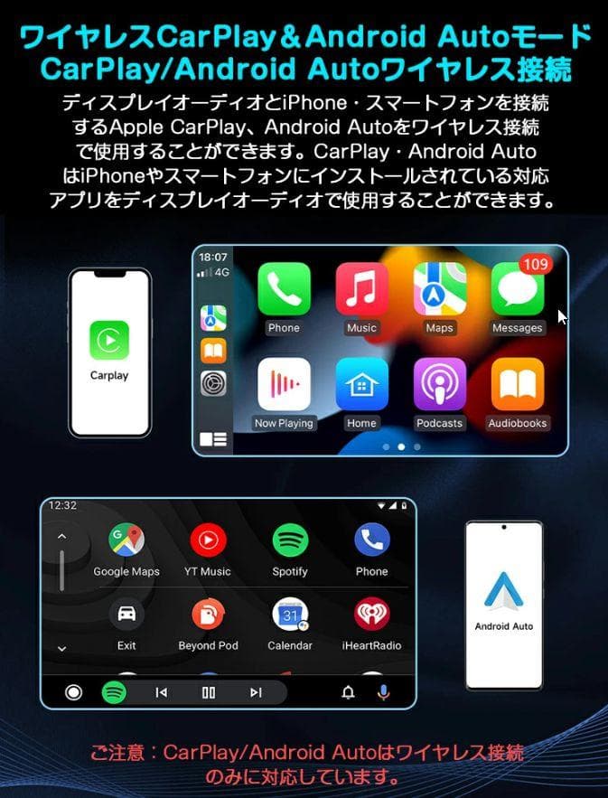 ほぼ新品！9インチポータブルCarPlay AndroidAuto 大画面