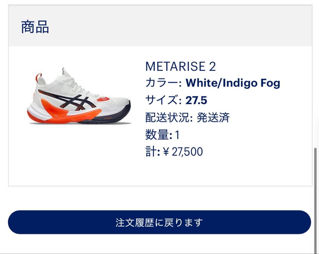 ASICS RISE2 メタライズ2 27.5cm バレーボールシューズ