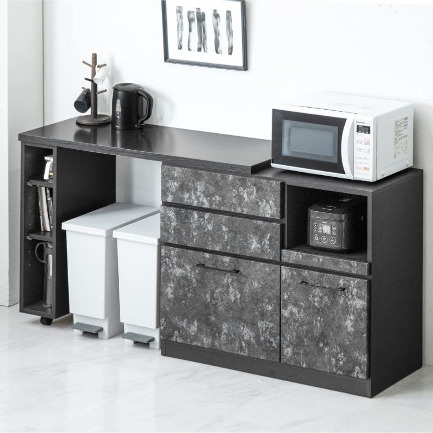 タンスのゲン キッチンカウンター 伸長式 幅120~210cm ロータイプ