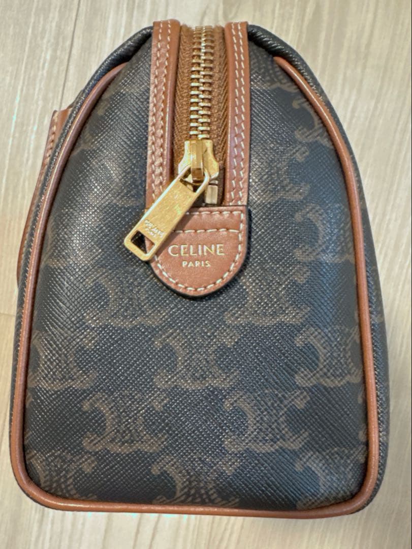 CELINE スモールボストン トリオンフキャンバス タン